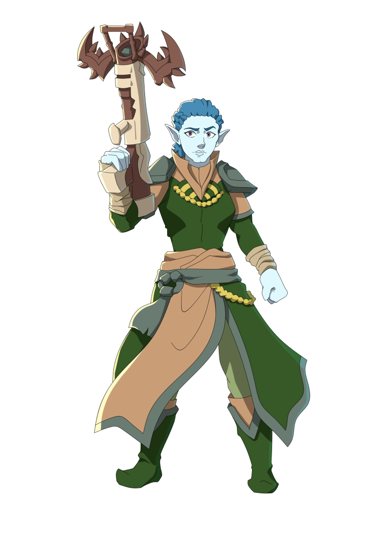 Ysadora, elfe guerrière en tenue verte tenant une arbalète lourde - Personnage de Donjons & Aventures.